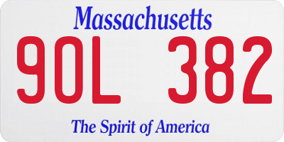MA license plate 9OL382