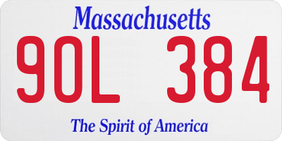 MA license plate 9OL384