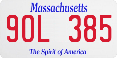 MA license plate 9OL385