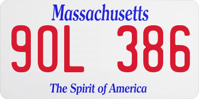 MA license plate 9OL386