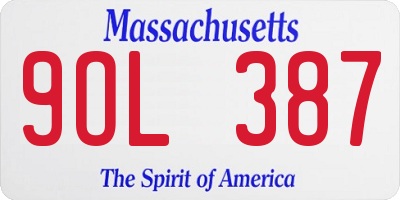MA license plate 9OL387