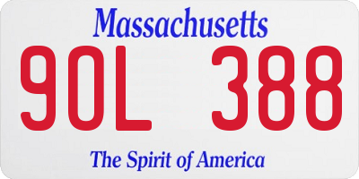 MA license plate 9OL388