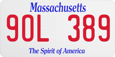 MA license plate 9OL389