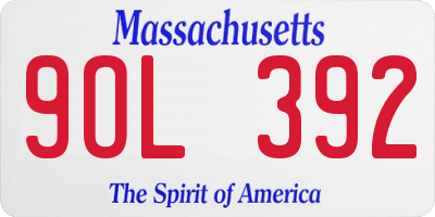MA license plate 9OL392