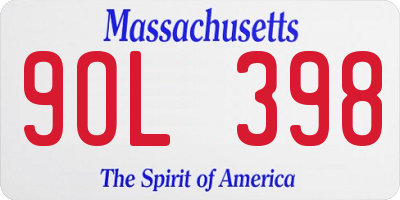 MA license plate 9OL398