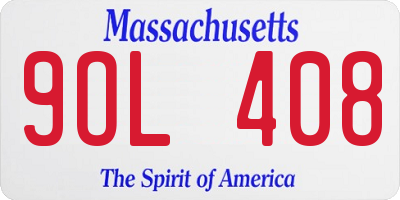 MA license plate 9OL408