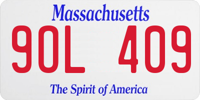 MA license plate 9OL409