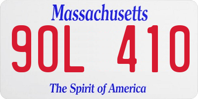 MA license plate 9OL410