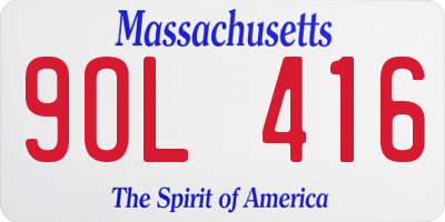MA license plate 9OL416