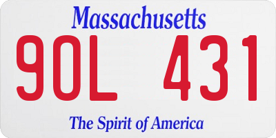 MA license plate 9OL431