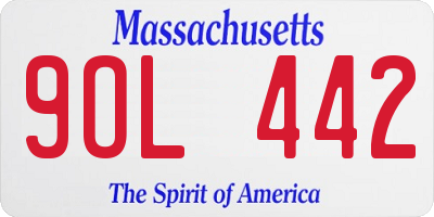 MA license plate 9OL442