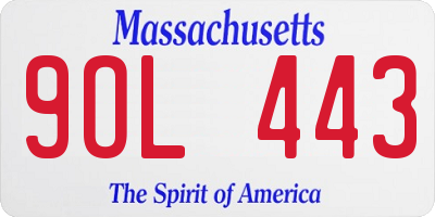 MA license plate 9OL443