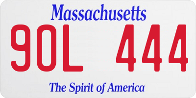 MA license plate 9OL444