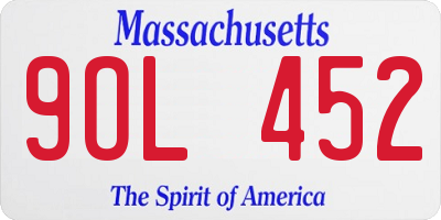 MA license plate 9OL452