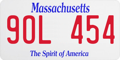 MA license plate 9OL454