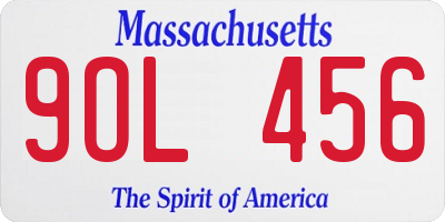 MA license plate 9OL456