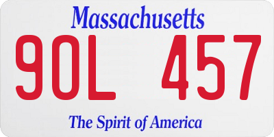 MA license plate 9OL457