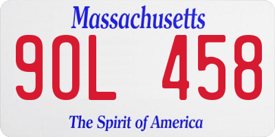 MA license plate 9OL458