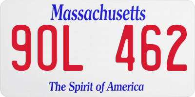 MA license plate 9OL462