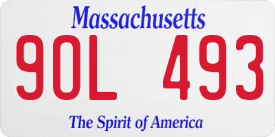MA license plate 9OL493