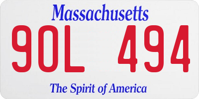 MA license plate 9OL494