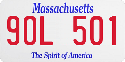 MA license plate 9OL501