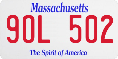 MA license plate 9OL502