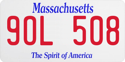 MA license plate 9OL508