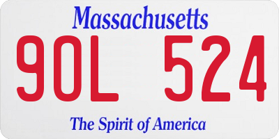 MA license plate 9OL524