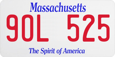 MA license plate 9OL525