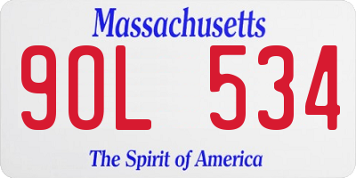 MA license plate 9OL534