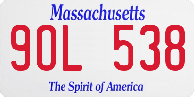 MA license plate 9OL538