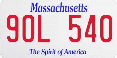 MA license plate 9OL540