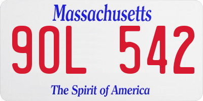MA license plate 9OL542
