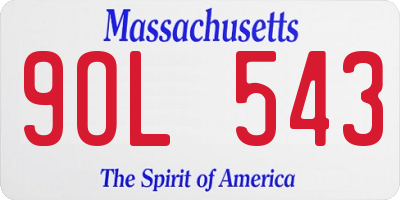 MA license plate 9OL543