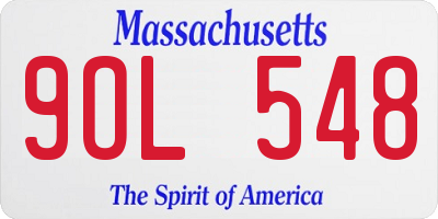 MA license plate 9OL548