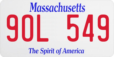 MA license plate 9OL549