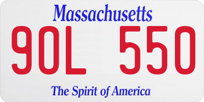 MA license plate 9OL550