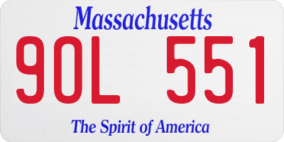 MA license plate 9OL551