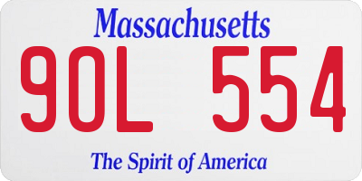 MA license plate 9OL554