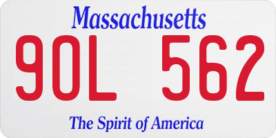 MA license plate 9OL562
