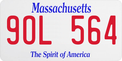 MA license plate 9OL564