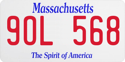 MA license plate 9OL568