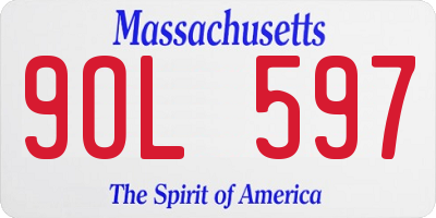 MA license plate 9OL597