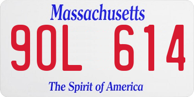 MA license plate 9OL614