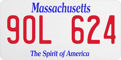 MA license plate 9OL624
