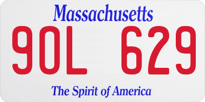 MA license plate 9OL629