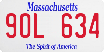 MA license plate 9OL634