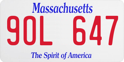 MA license plate 9OL647