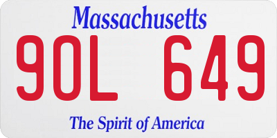 MA license plate 9OL649